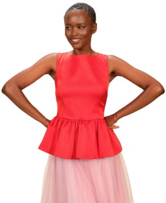 Women's Satin Peplum Sleeveless Top