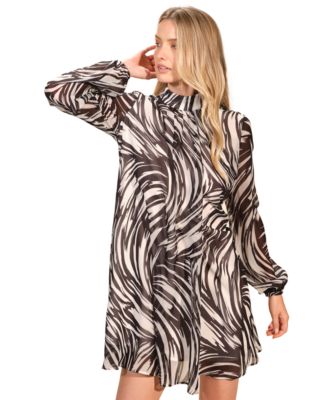 Women's Mock Neck Swingy Mini Dress