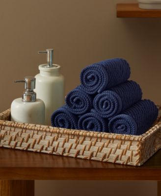 Diagonal Ribbed Cotton 6-Pc. Washcloths Set