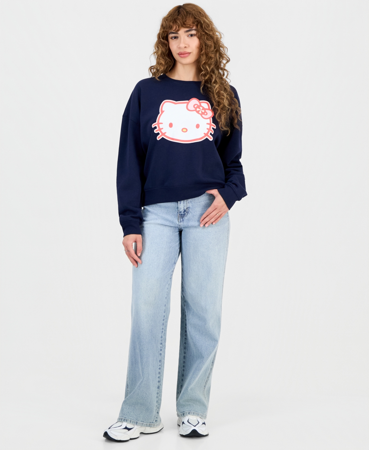 Grayson Threads, The Label Juniors' Hello Kitty Glitter Fleece Crewneck Sweatshirt