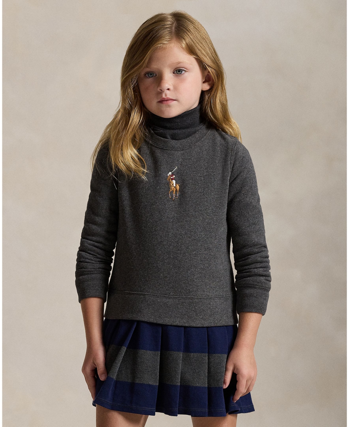 Polo Ralph Lauren Crew-neck Pleated Dress In Gray