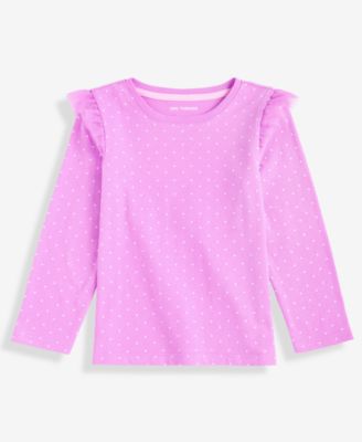 Girls Toddler 2T-4T Polka Dot Ruffle Long-Sleeve Top
