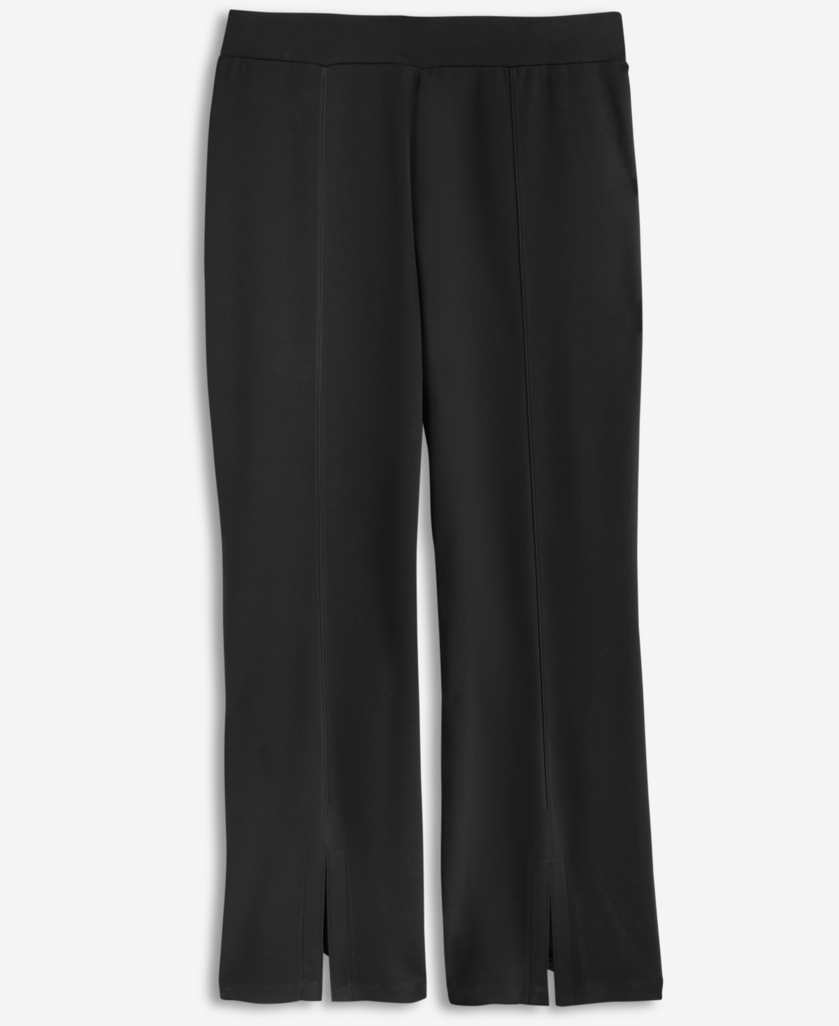 Inc International Concepts Plus Size Pull-on Split-hem Flare Pants, Macy's Exclusive In Black