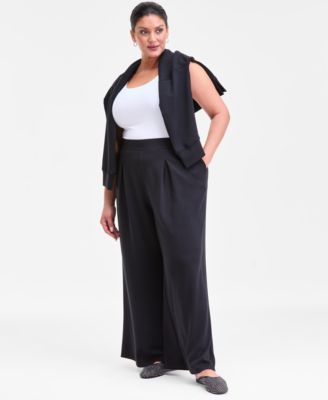Plus Size Pull-On Wide-Leg Sweatpants