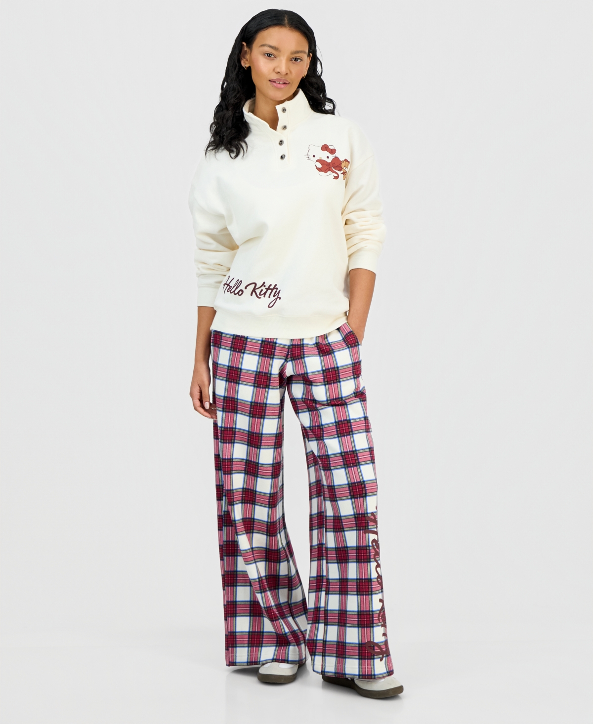 Grayson Threads, The Label Juniors' Hello Kitty Quarter-Snap Sweatshirt