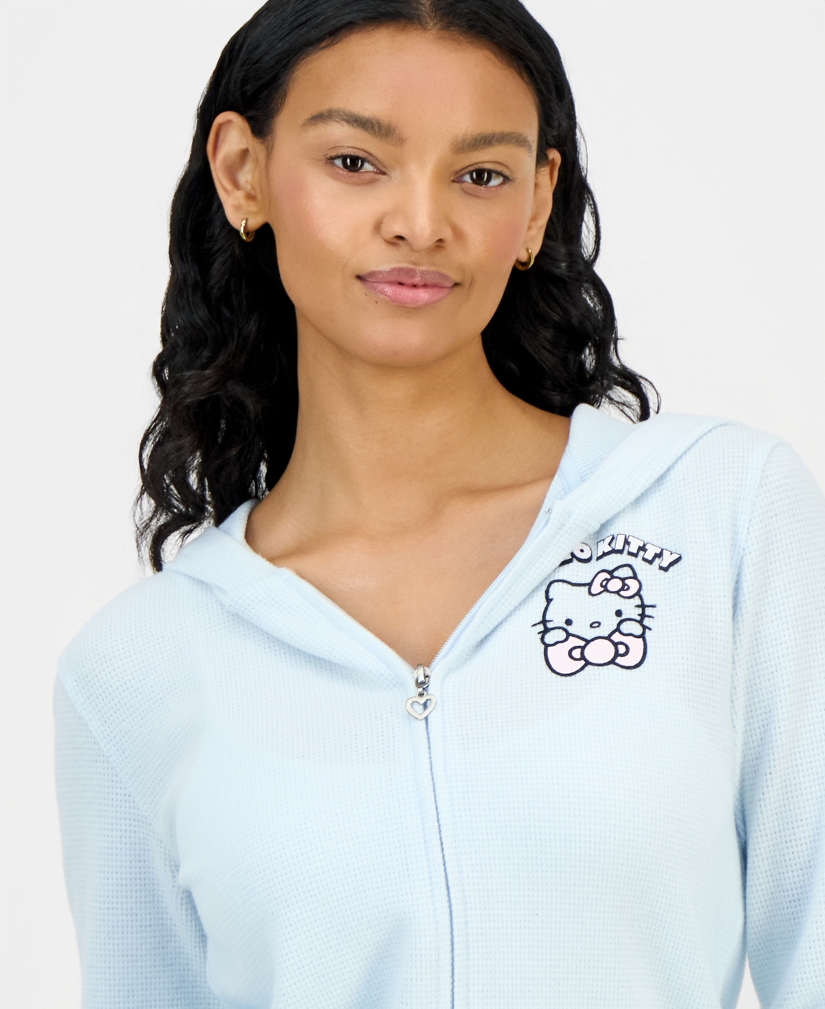 Grayson Threads, The Label Juniors' Hello Kitty Thermal Hoodie In Blue
