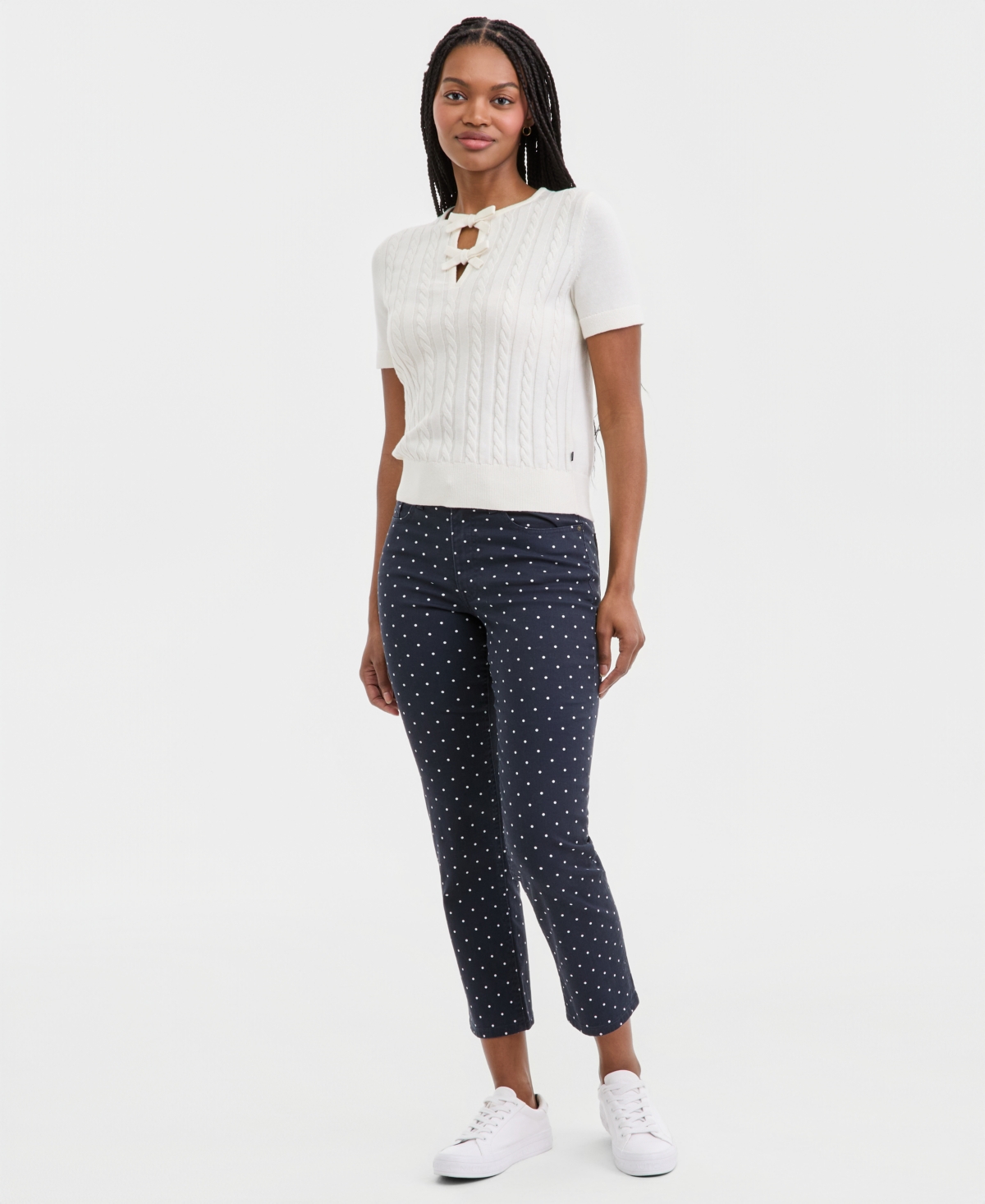 Nautica Jeans Women's Dot-print Straight Ankle Pants In Blue