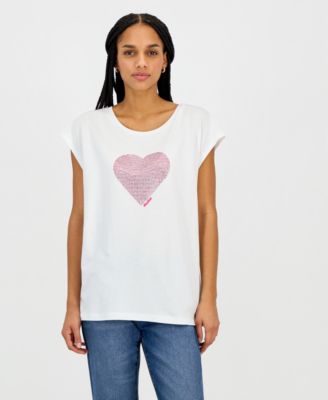 Nautica Women's Round-Neck Embellished-Heart T-Shirt 