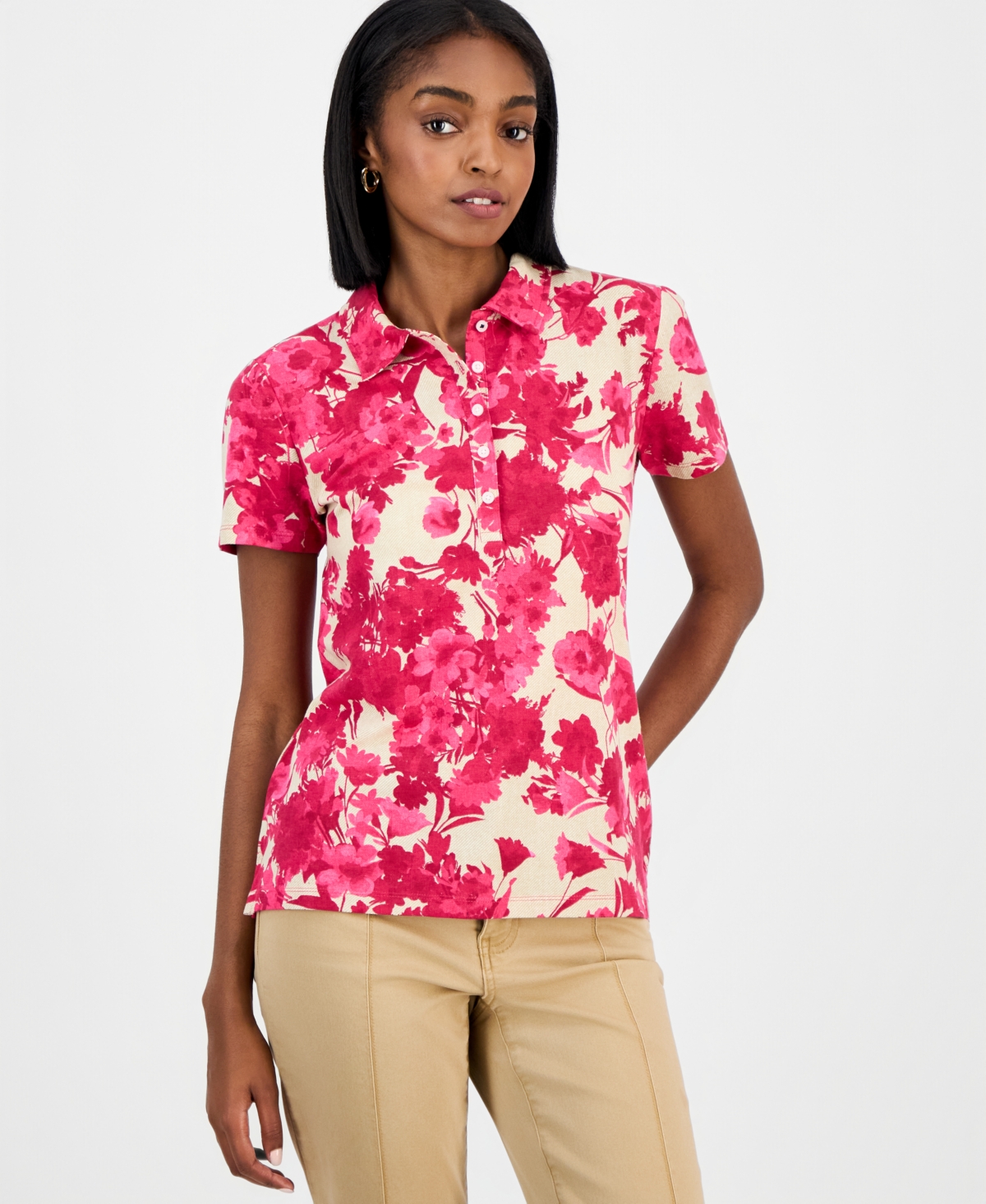 Nautica Jeans Women's Festival Floral Polo Shirt