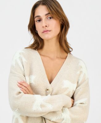 Juniors' Novelty Three-Button Cardigan Sweater