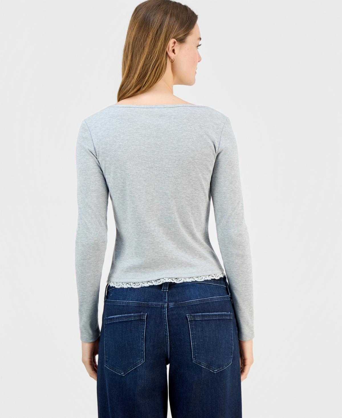 Pink Rose Juniors' Layered-Look Henley Top