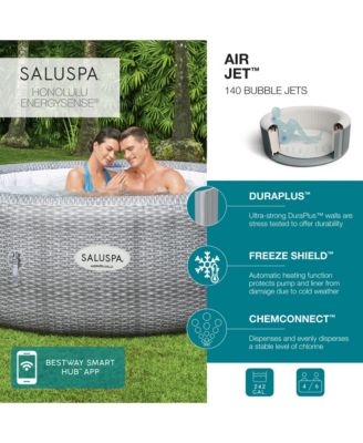 SaluSpa Honolulu AirJet Inflatable Hot Tub with EnergySense Cover, Grey