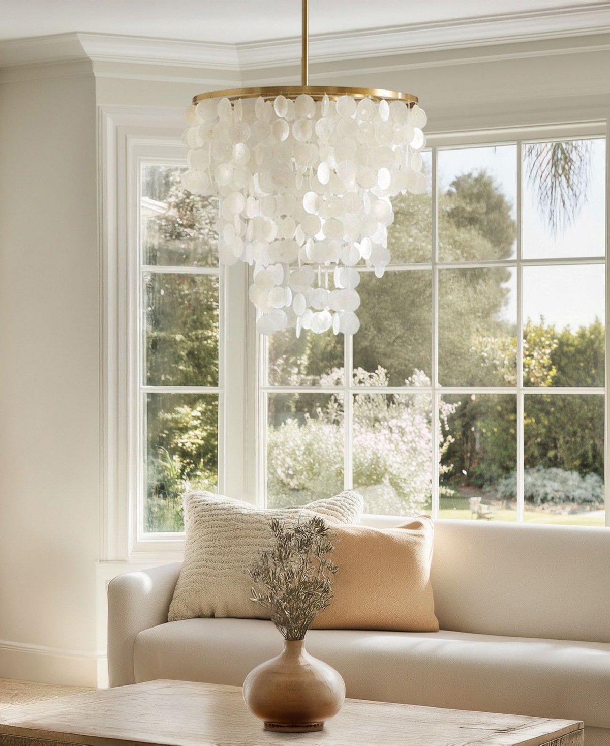 Ink+Ivy Isla Dimmable Layered Capiz Chandelier
