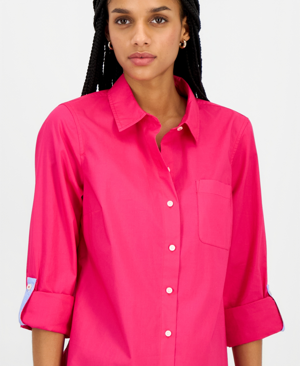 Nautica Jeans Women's Roll-Tab Button-Front Shirt
