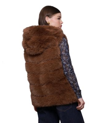 Women's Sleeveless Faux-Fur Long Vest