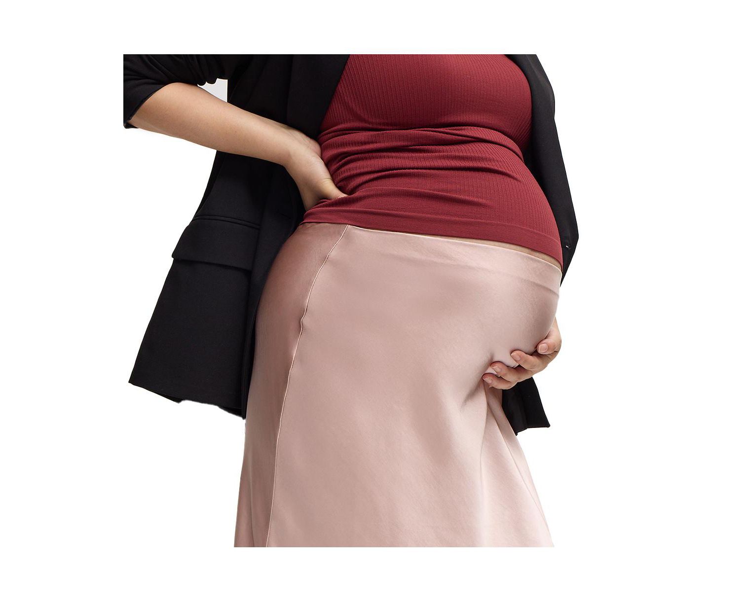 Maternity Satin Midi Skirt