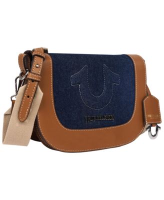 Denim Raised Horseshoe Crossbody Flap