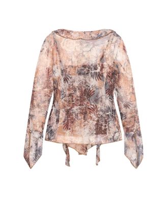 Plus Size Vivid Mesh Print Top