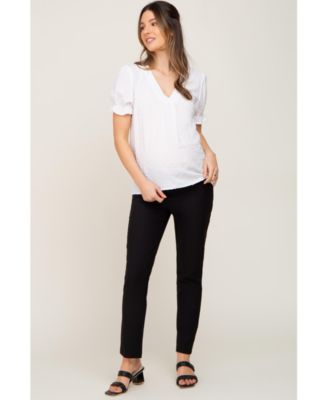 Maternity Black Stretchy Slim Fit Crop Dress Pants