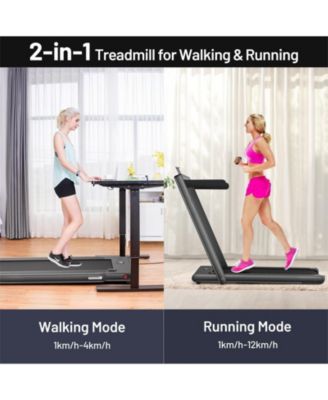 2-in-1 Electric Motorized Folding Treadmill with Dual Display-Black