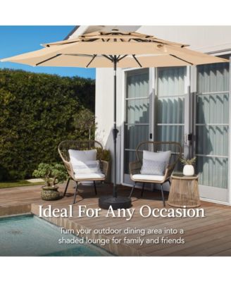 10ft 3-Tier Patio Umbrella, Market Sun Shade w/ Tilt Adjustment, Easy Crank