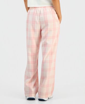 Juniors' Plaid-Print Tie-Waist Wide-Leg Pants 