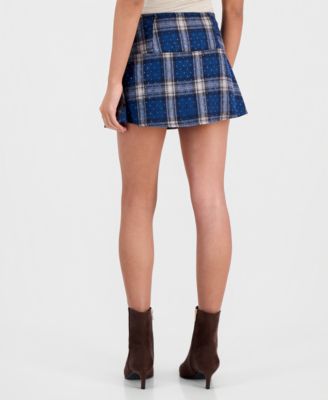 Juniors' Pleated Rhinestone Mini Skort