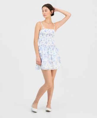 Juniors' Tiered-Skirt Sleeveless Mini Dress