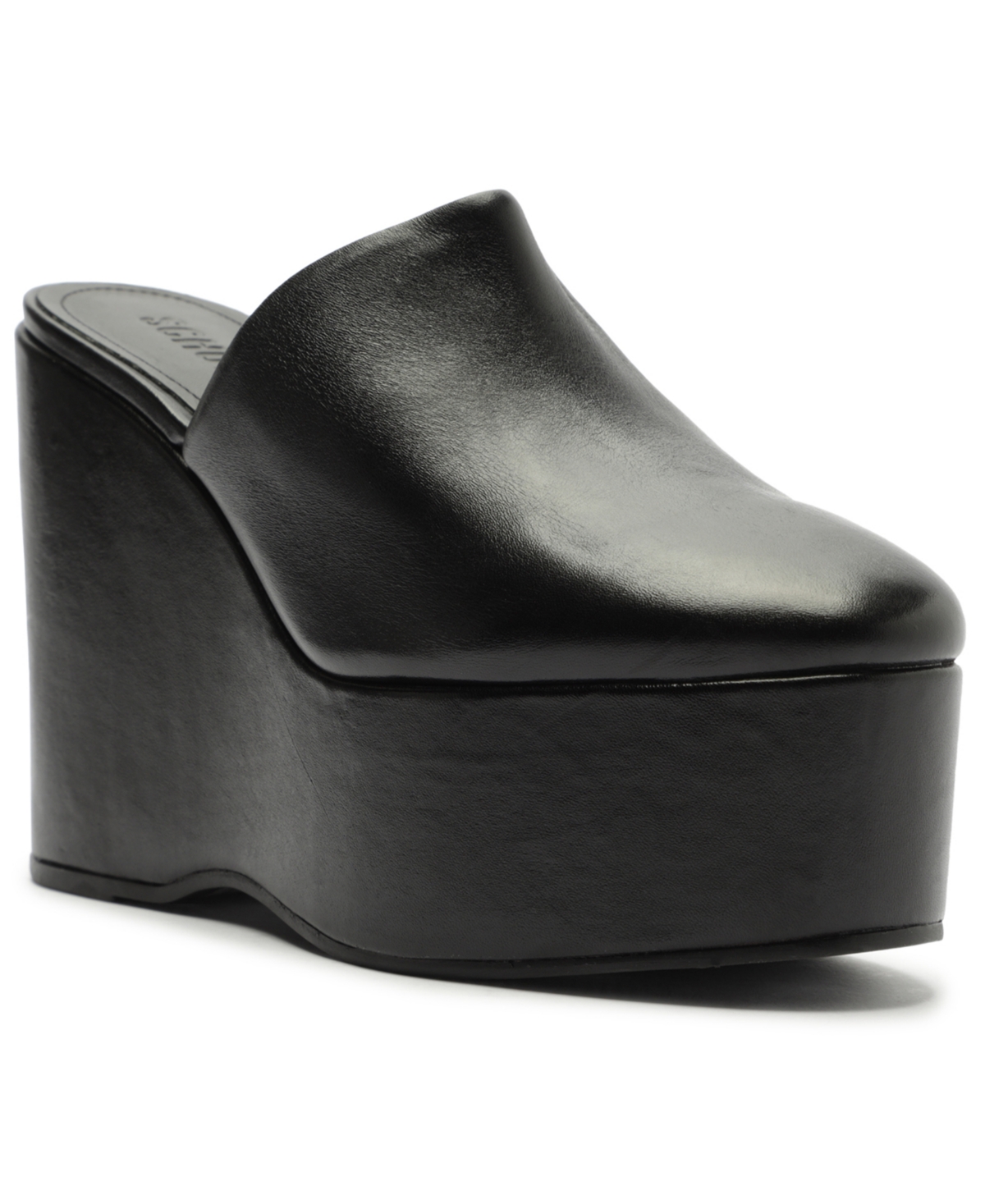 Schutz Sierra Leather Platform Wedge Mules In Black