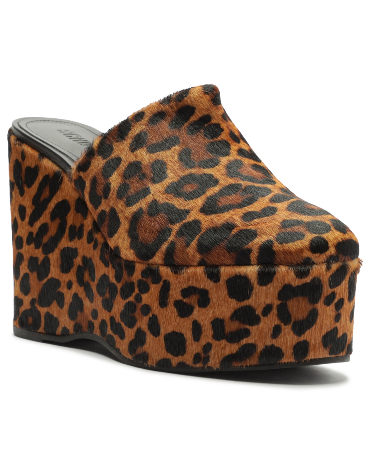 Schutz Sierra Leopard-print Calf Hair Platform Mules In Brown