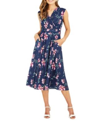 Women's Mesh Stretch Midi Dress With Pockets