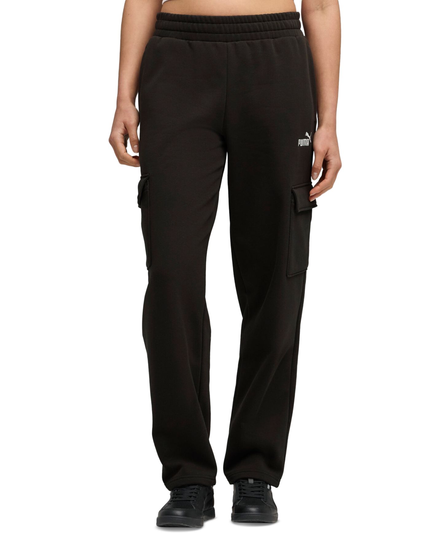 Женские брюки PUMA Essential Comfort Cargo Sweatpants, цвет: Чёрный — фото 1