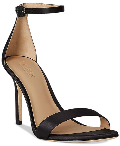 Женские сандалии Lauren Ralph Lauren Allie Pavé-Buckle Satin, цвет: Чёрный