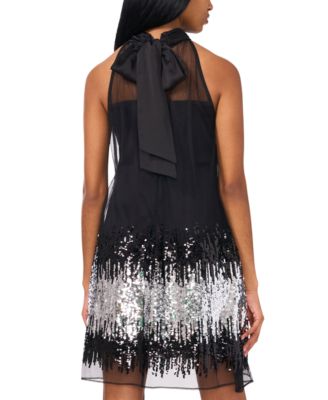 Women's Sleeveless Halter Ombre Sequin Dress