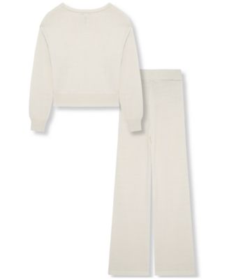 Girls' 7-16 Sequin Cable Knit Sweater and Pants, 2-Piece Set