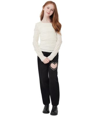 Girls' 7-16 Lace Long-Sleeve Top