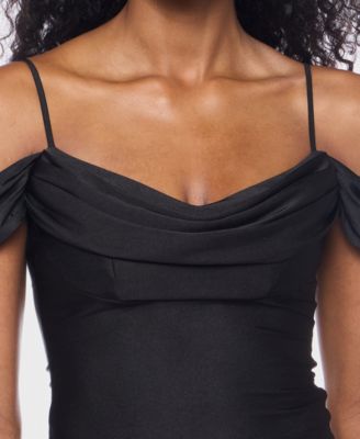 Juniors' Spaghetti Strap Off-The-Shoulder Top