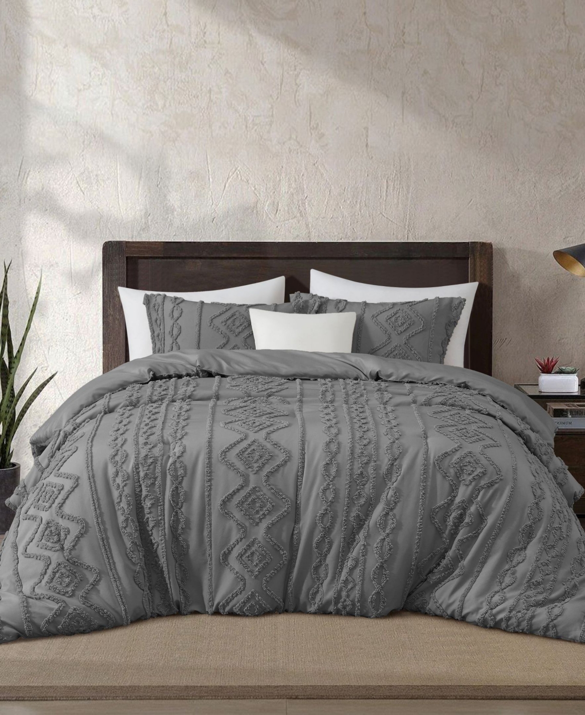 Stratford Park Aluma Geometric 3-pc. Comforter Set, Queen In Gray