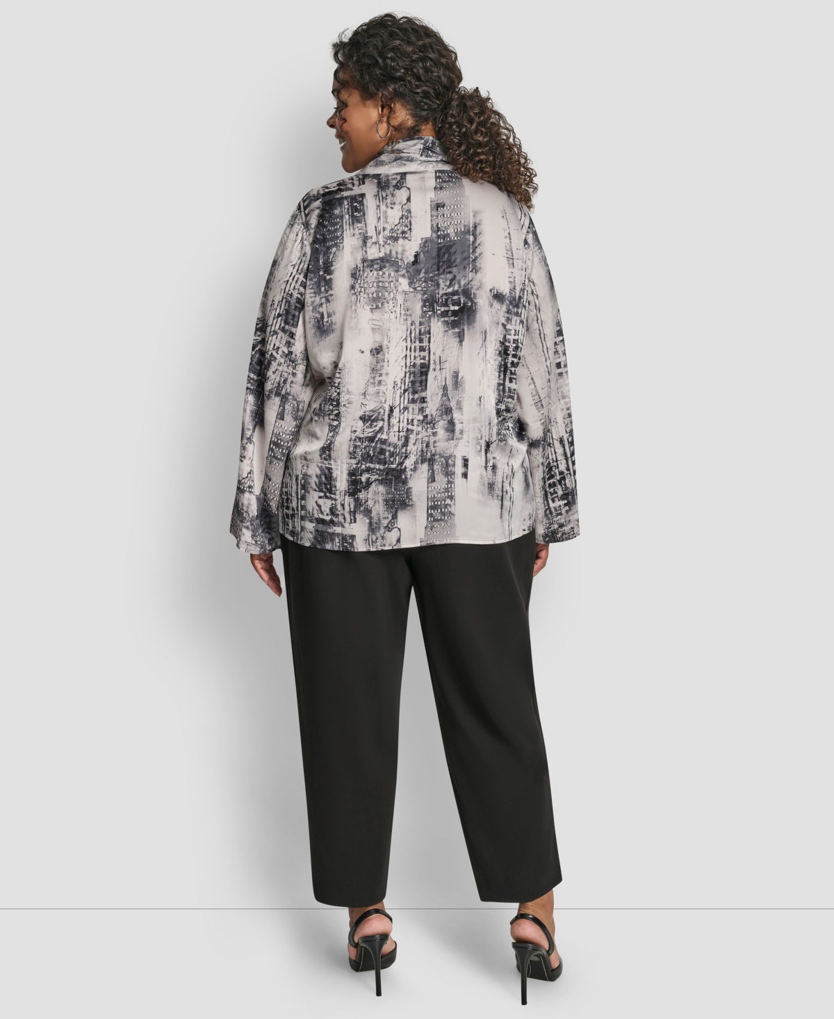 Dkny Plus V-Neck Long Sleeve Top