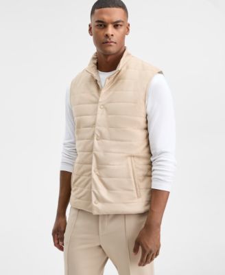 Alfani - Men's Faux Suede Quilted Vest