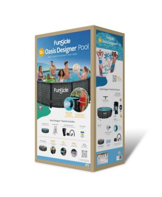 12' x 36" Oasis Designer Round Above Ground Pool, Dark Herringbone