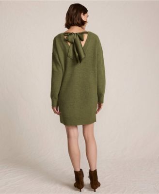 Women's Fuzzy Bow Back Mini Sweater Dress