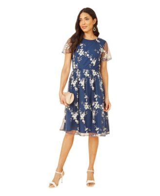Women's Embroidered Floral Skater Dress