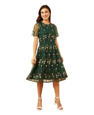 Women's Embroidered Floral Skater Dress