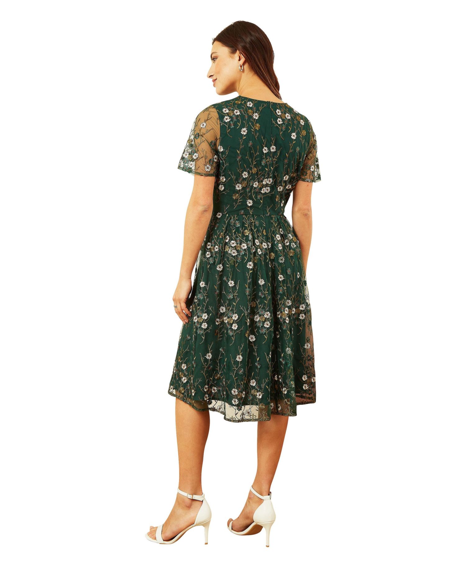 Women's Embroidered Floral Skater Dress