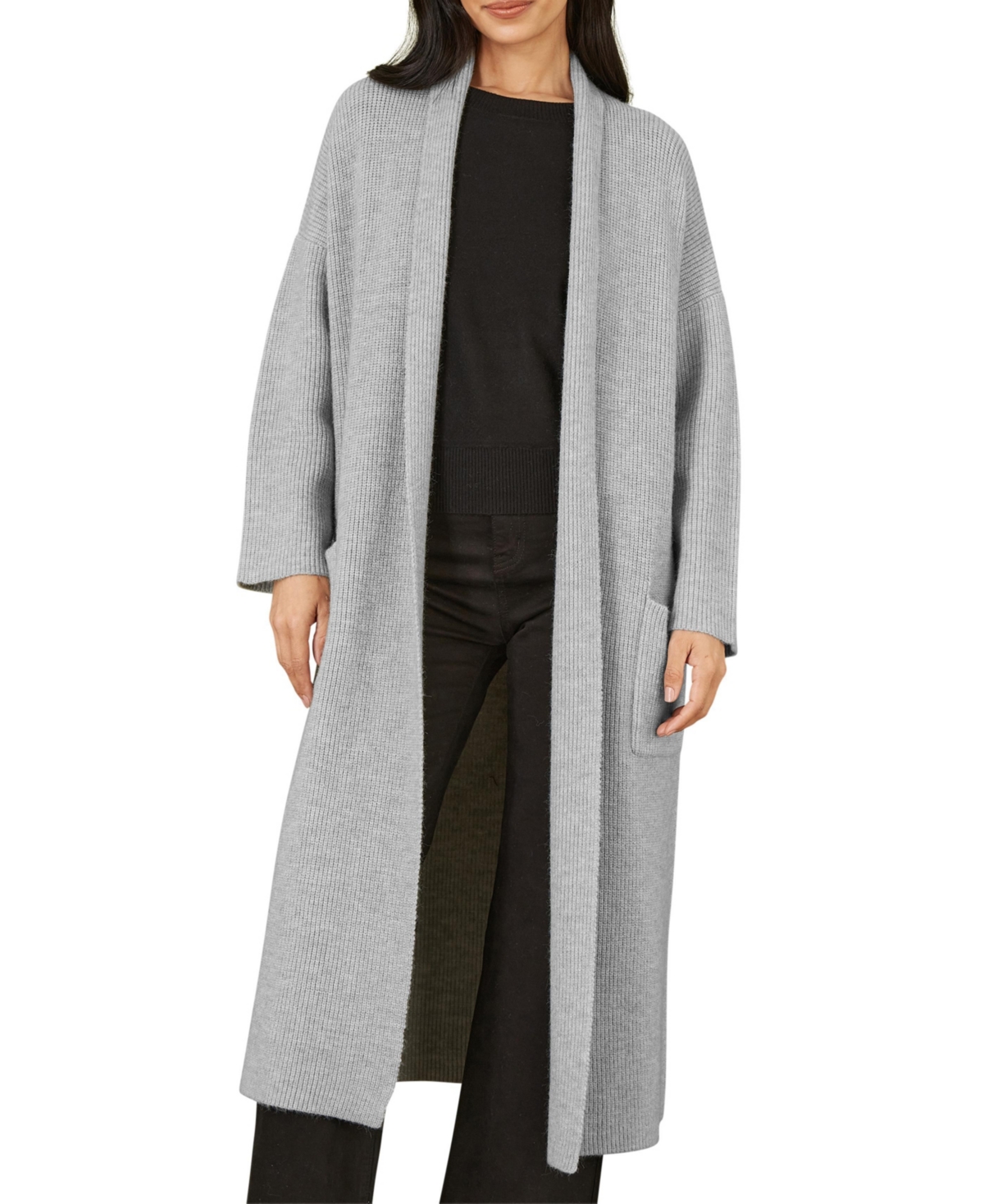 Yumi Knitted Maxi Cardigan With Pockets