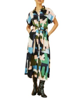 Women's Brushstroke Print Relaxed Shirt Dress