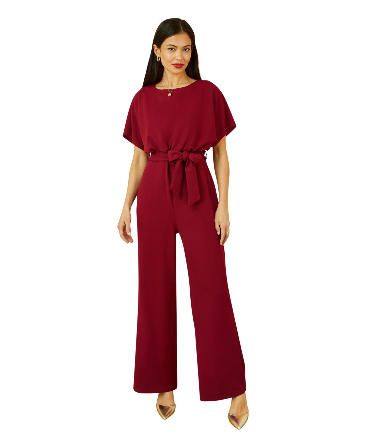 Женский комбинезон Yumi Batwing Stretch Jumpsuit, цвет: Бордовый — фото 7