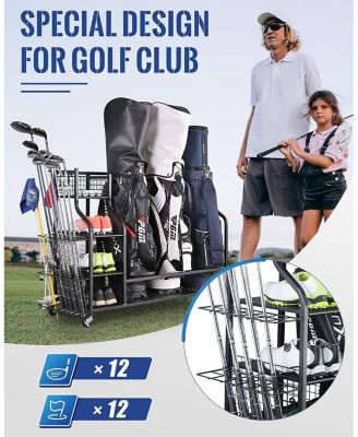 Golf Storage Garage Organizer, Golf Bag Storage Stand and Other Golfing Equipment Rack, Extra Storage Rack for Golf Clubs