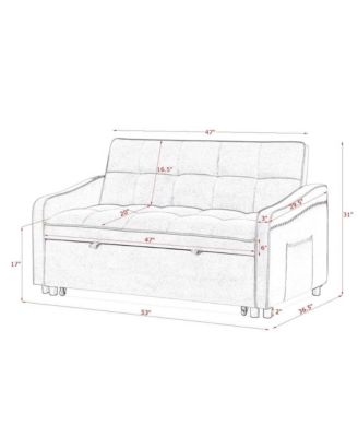 Velvet Loveseat Sleeper Sofa Bed with USB & Type-C Charging, Adjustable Backrest, Pull-Out Bed for Small Spaces-Maison Boucle